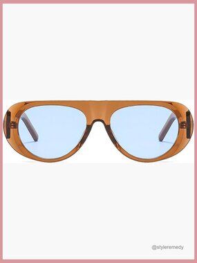 Plastic Frame Pilot Sunglasses UV Protection Retro Rectangle Style